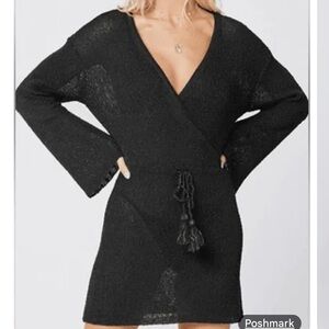L*SPACE Topanga Black Sweater Knit Cover Up